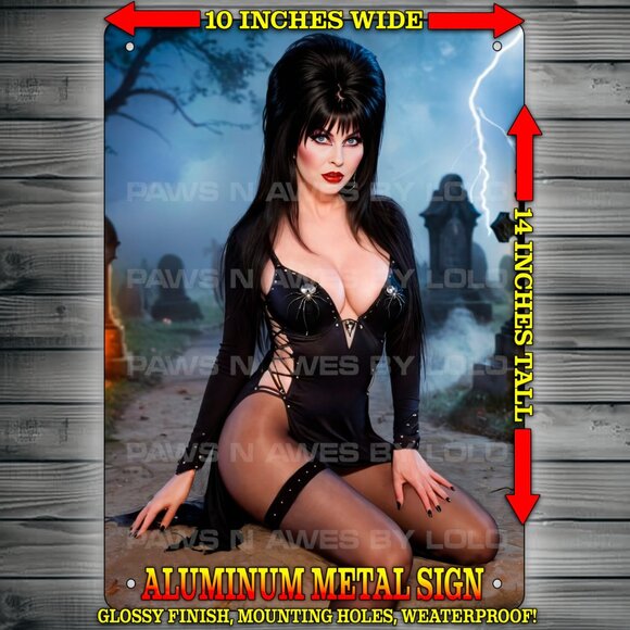 Elvira Mistress of the Dark Glossy Wall Art Metal Sign 10x14" - Picture 1 of 1